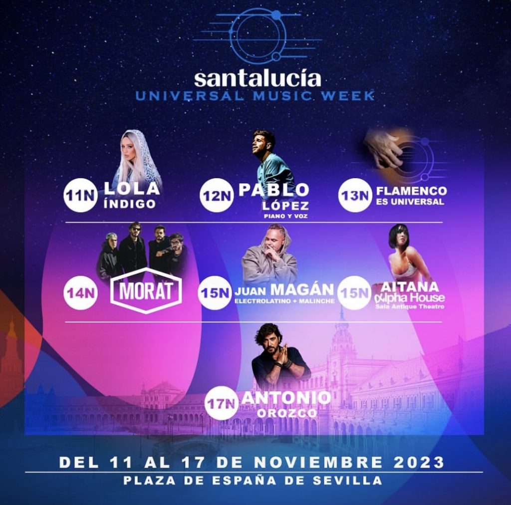 Aitana o Morat son alguno de los artistas que pasarán por la Santalucía Universal Music Week" / Fuente: santaluciamw y universalspain (Instagram)